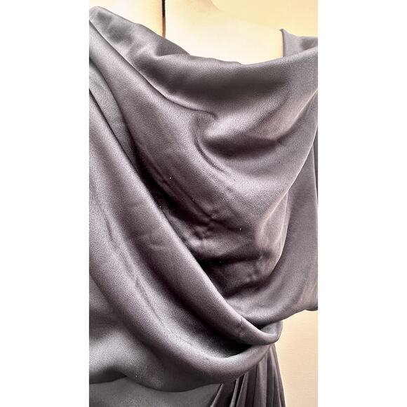 Theia Navy Blue One-Shoulder Midi Dress - Picture 4 of 11